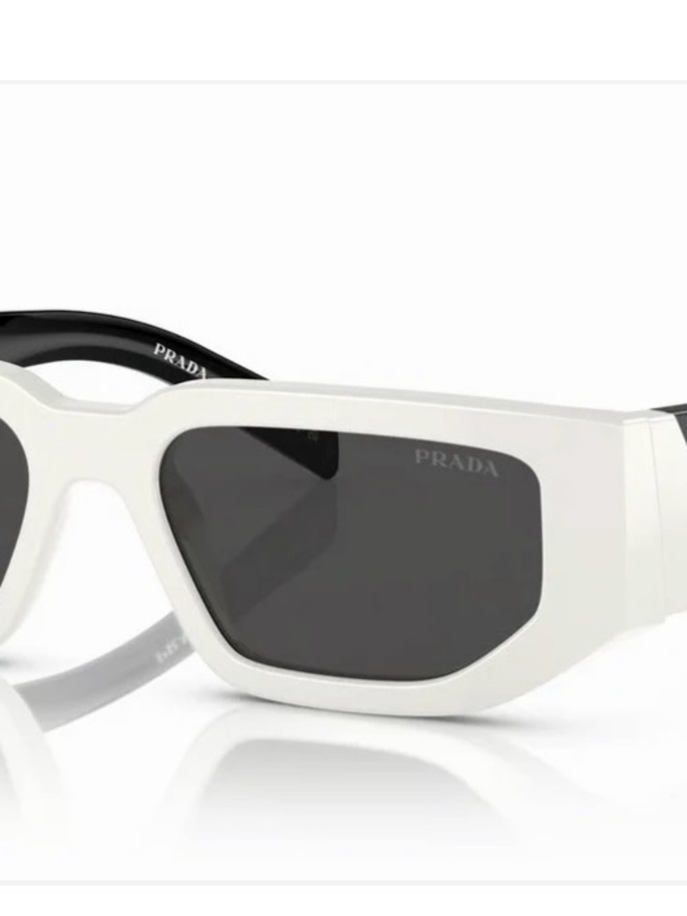 Prada White Frame Black Lens Sunglasses for Women